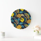 Citrus citroen doodle patroon achtergrond grote klok (Huis)