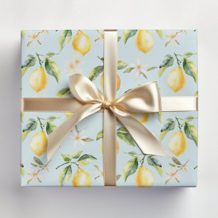 Citrus Citroen Fruit Bloem Botanisch Patroon Inpakpapier Vel