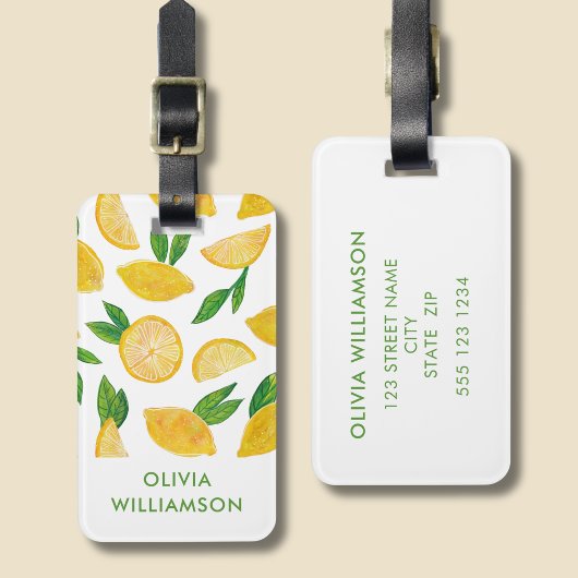 Citrus citroen fruit patroon bagagelabel