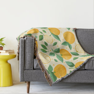 Citrus citroen geel tropisch fruit patroon deken