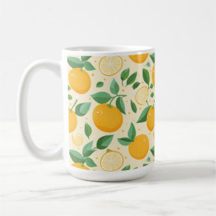 Citrus citroen geel tropisch fruit patroon koffiemok