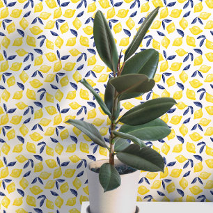 Citrus Citroen Mediterraan Geel Wit Aquarel Behang