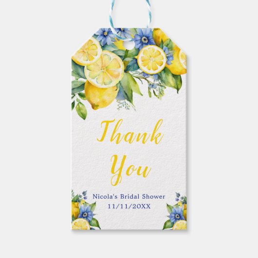 Citrus Citroen Mediterrane Bruiloft Cadeaulabel (Voorkant)