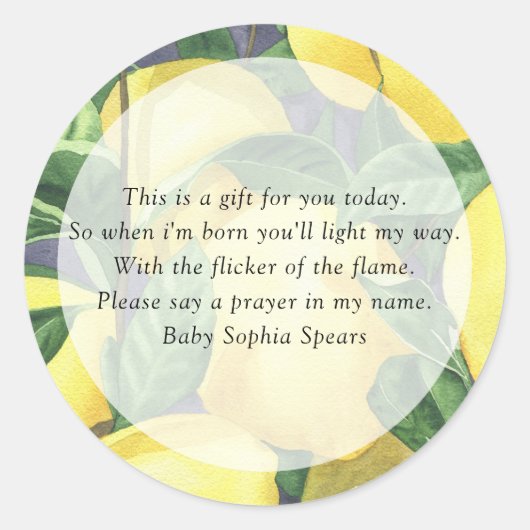 Citrus citroen - Prayer Candle Label (Voorkant)