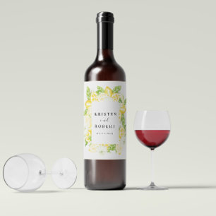 Citrus citroenboom fruit bloemenbruiloft wijn labe etiket