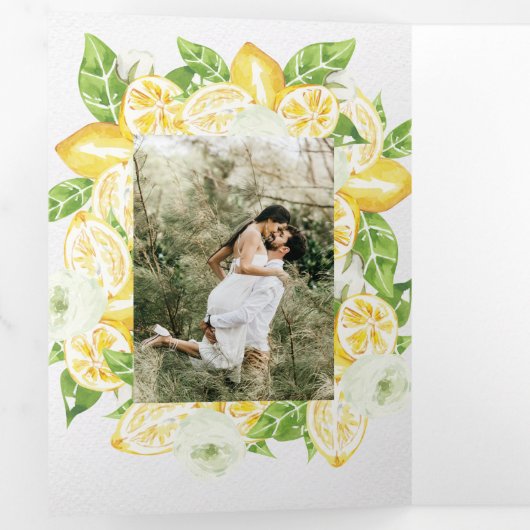 Citrus citroenboom Tri-Fold bruiloft uitnodiging (Binnenzijde eerst)