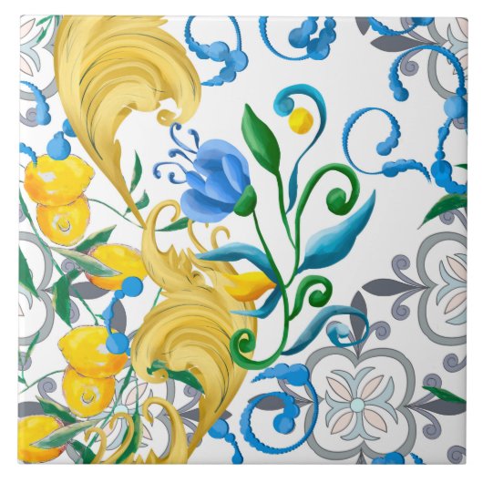 Citrus, citroenen, middellandse zee tegeltje (Voorkant)