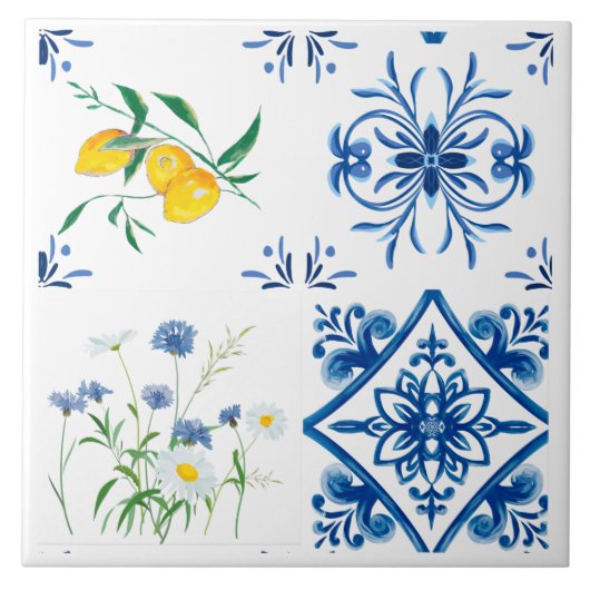 Citrus, citroenen, middellandse zee tegeltje (Voorkant)