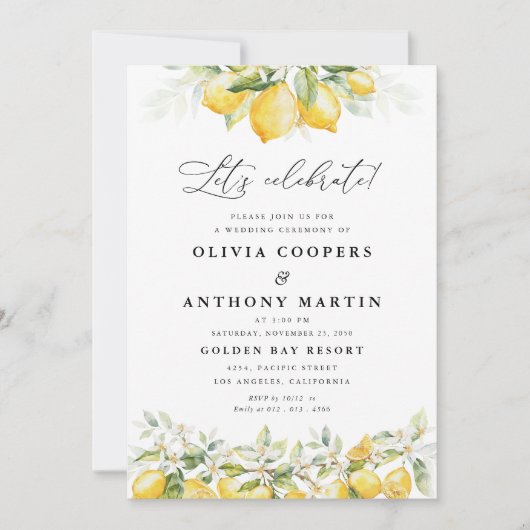 Citrus Citron Faire-part de mariage (Devant)