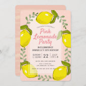 Citrus citron rose Lemonade Party Invitation (Devant / Derrière)