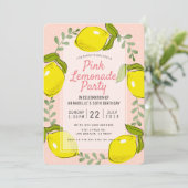 Citrus citron rose Lemonade Party Invitation (Debout devant)