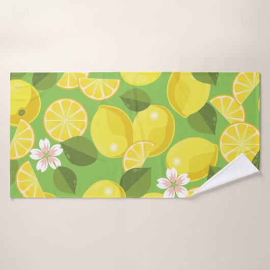 Citrus citron sans soudure arrière - plan motif (Serviette de bain)