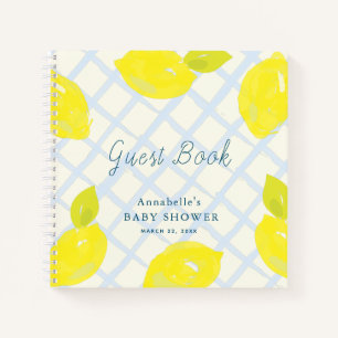 Citrus Citrus Blue Check Baby shower Livre d'or