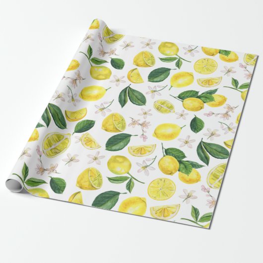 Citrus citrus fruits Summer Pattern Cadeaupapier (Uitgerold)