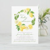 Citrus Citrus Green Stripes Baby shower Invitation (Debout devant)