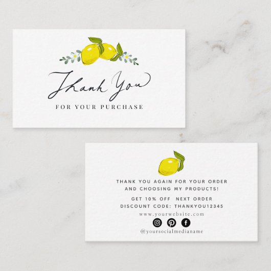 Citrus Citrus Script Dank u Visitekaartje (Voorkant / Achterkant)