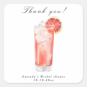 Citrus Cocktail Bruiloftsfeest Vierkante Sticker