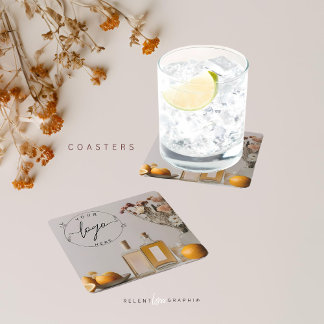 citrus | cocktails | Boho Flowers Vierkante Kartonnen Onderzetter