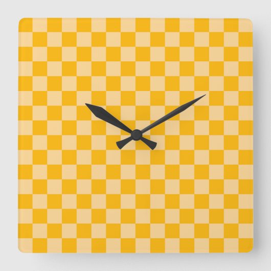Citrus cream checkered board pattern vierkante klok (Voorkant)