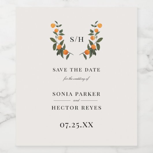 Citrus Crest Monogram Wijn Etiket (Enkel label)