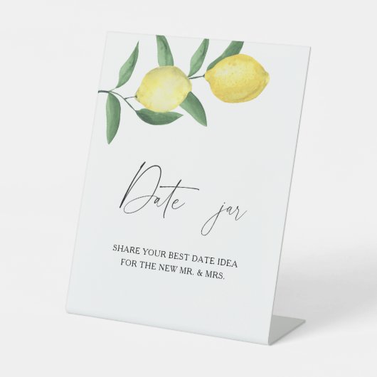 Citrus - date nachtideeën. Datum jar bridal game Reclamebord Met Voetstuk (Voorkant)