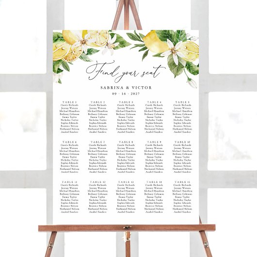 Citrus de citron Floral 15 Tableau Mariage