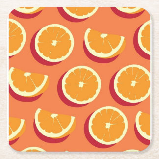 "Citrus Delight: Levendige Oranje fruitprint Teaco Vierkante Kartonnen Onderzetter