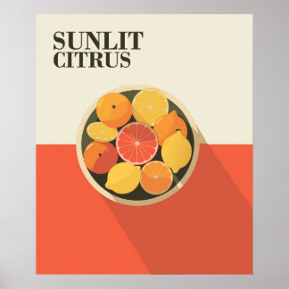 Citrus éclairé - Poster d'art fruitier frais et vi
