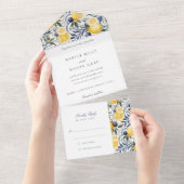 Citrus Elegantie Trouwdag met Afscheur RSVP All In One Uitnodiging (Afscheurbaar)