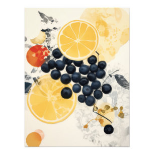 Citrus en bes botanische mixed media foto afdruk