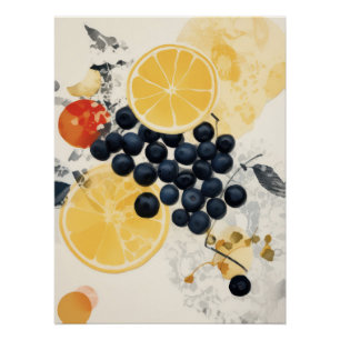 Citrus en bes botanische mixed media perfect poster