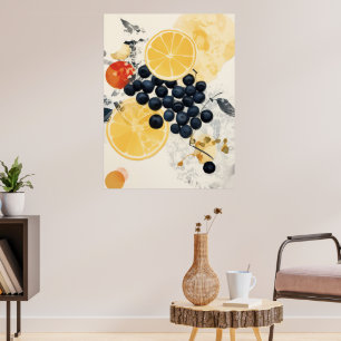 Citrus en bes botanische mixed media poster