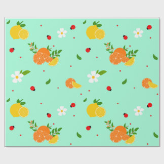 Citrus- en lieveheersbeestje botanisch patroon met cadeaupapier