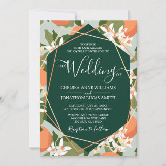 Citrus et Faire-part de mariage de menthe