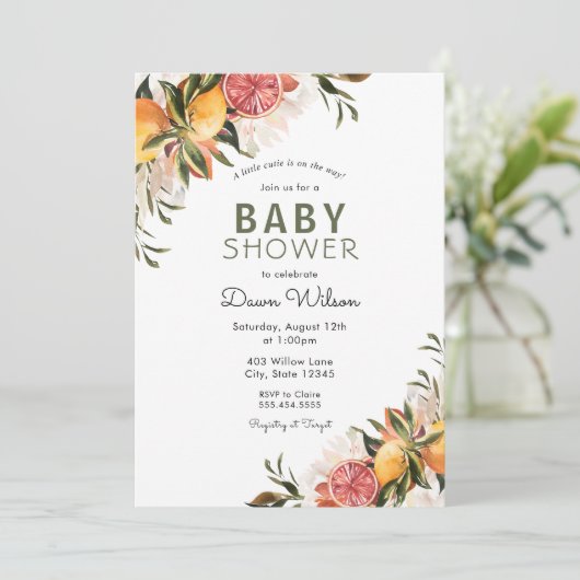 Citrus et verdure Bébé Brunch invitation (Debout devant)