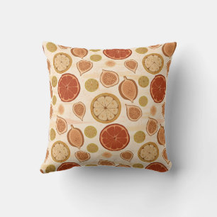 Citrus & Fig Mediterraan Keuken Botanisch Patroon Kussen