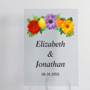 Citrus Floral Garden Wedding Acryl Bord