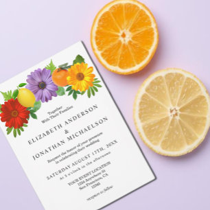 Citrus Floral Garden Wedding Kaart