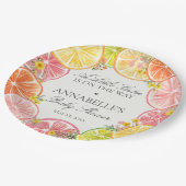 Citrus Floral Little Cutie Baby shower tafel Papieren Bordje (Gekanteld)