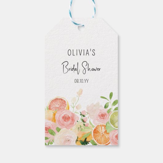 Citrus Floral Vrijgezellenfeest Douche gunsten Cadeaulabel (Achterkant)