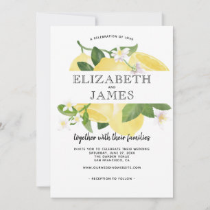Citrus Fresh Lemon Yellow Summer Wedding Kaart
