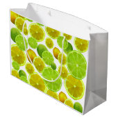 Citrus Fruit, Lemon en Limoen gepatterd Large Cadeauzakje (Achterkant Gekanteld)