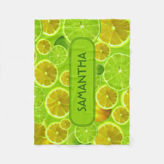 Citrus Fruit, Lemon & Limoen Pattern - Gepersonali Fleece Deken (Voorkant)