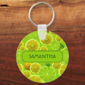 Citrus Fruit, Lemon & Limoen Pattern - Gepersonali Sleutelhanger (Voorkant)