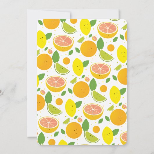 Citrus Fruit Pattern End of Summer Party Vertical Kaart (Achterkant)
