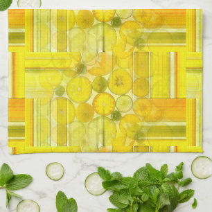 Citrus Fruit Slices Patchwork Woven Pattern Theedoek