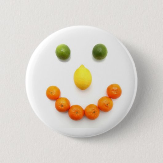 Citrus Fruit Smile Ronde Button 5,7 Cm (Voorkant)