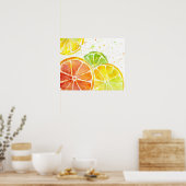 Citrus Fruit Waterverf Art Print Poster (Keuken)