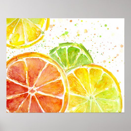Citrus Fruit Waterverf Art Print Poster (Voorkant)