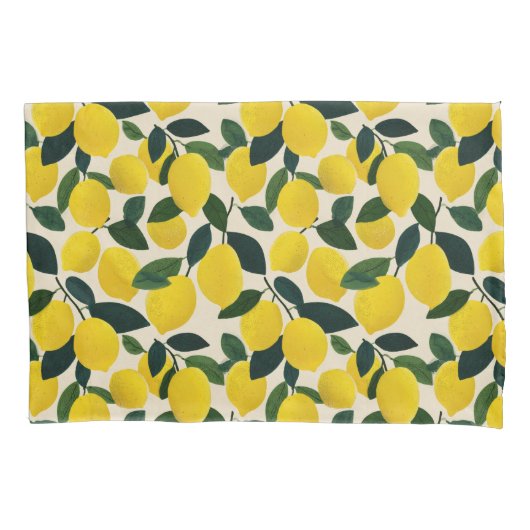 Citrus Fruit Yellow Lemons Pattern Mediterranean Kussensloop (Voorkant)
